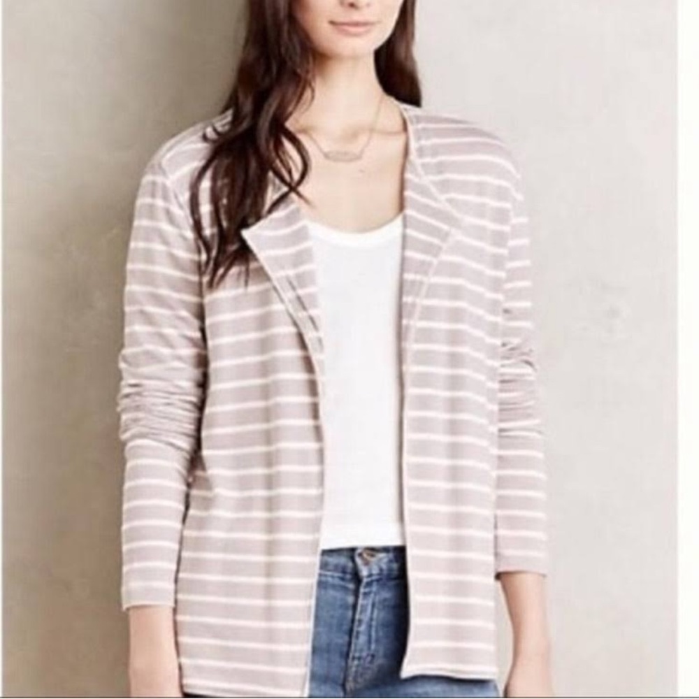 Bordeaux Anthropologie Striped Open Cardigan